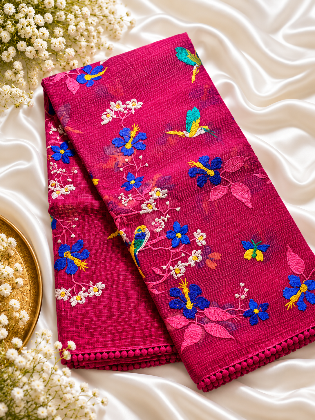 Magenta Pink Pure Kota Cotton Saree