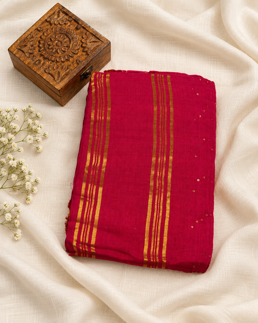 Dark Pink Linen saree
