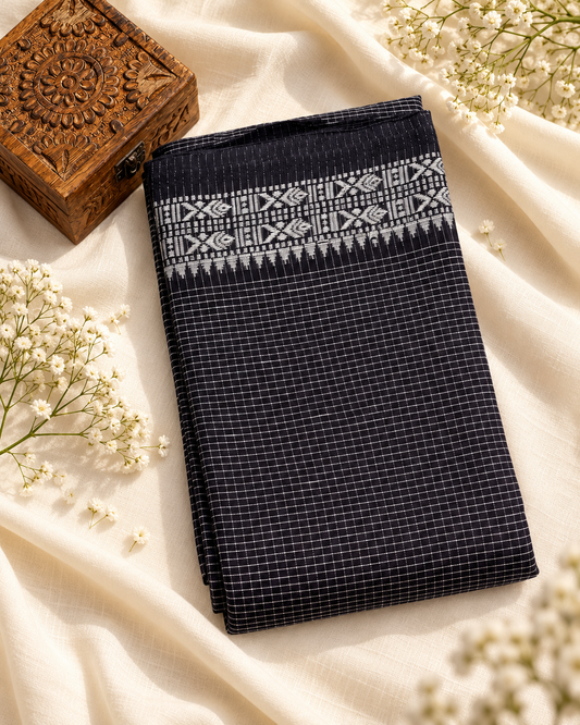 Black Dhaniakali Cotton Saree