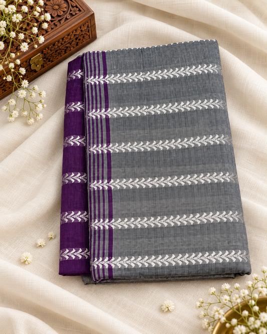 Purple Bengal Handloom Cotton Saree