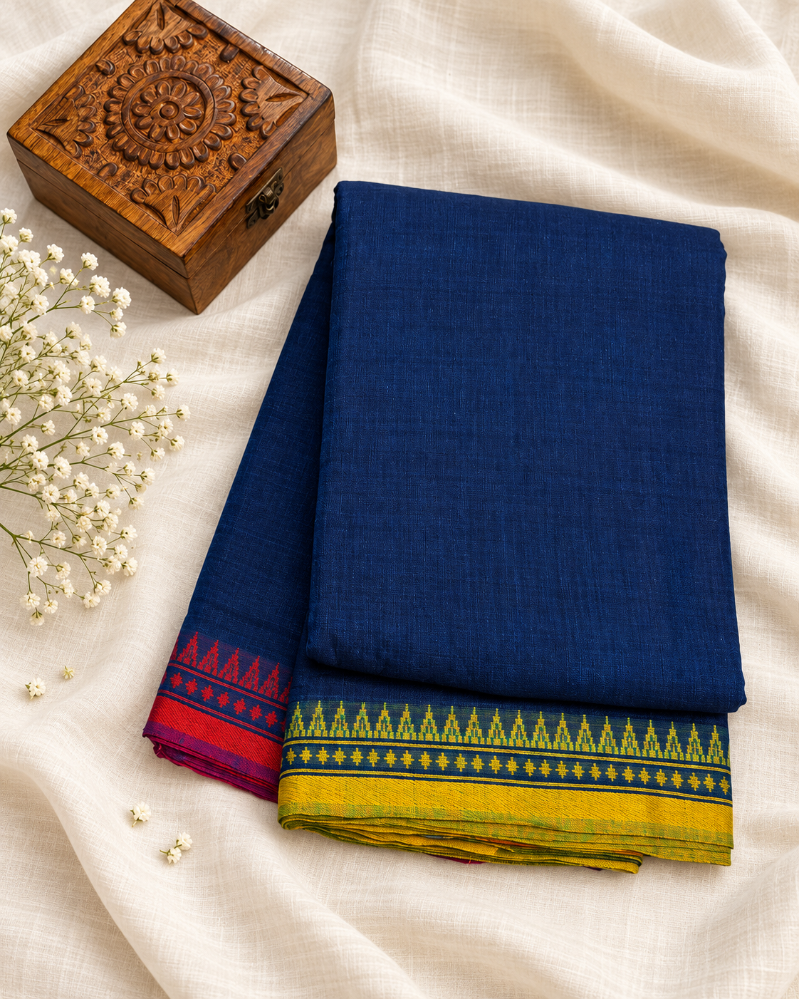 Blue Dhaniakalai Cotton Saree