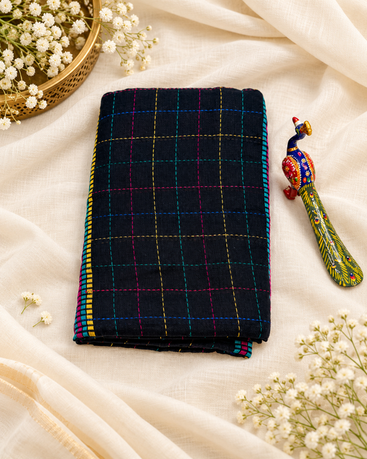 Black handloom cotton saree