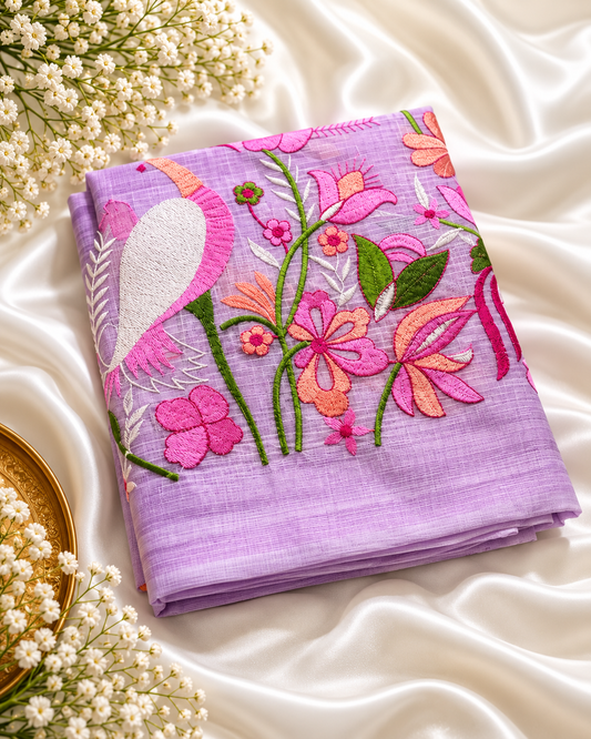 Lavender Mix Kota Cotton Saree