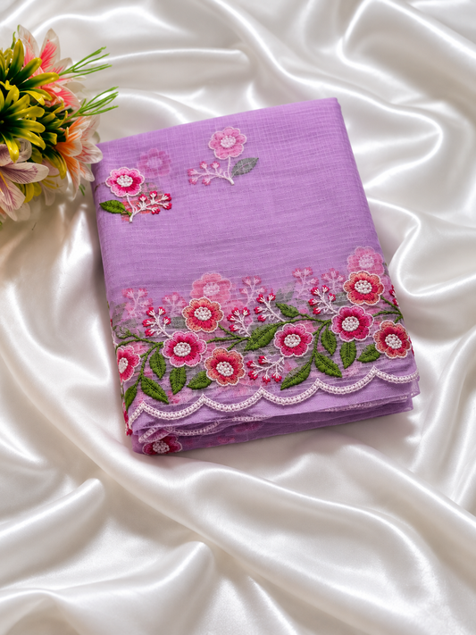 Lavender Mix Kota Cotton Saree
