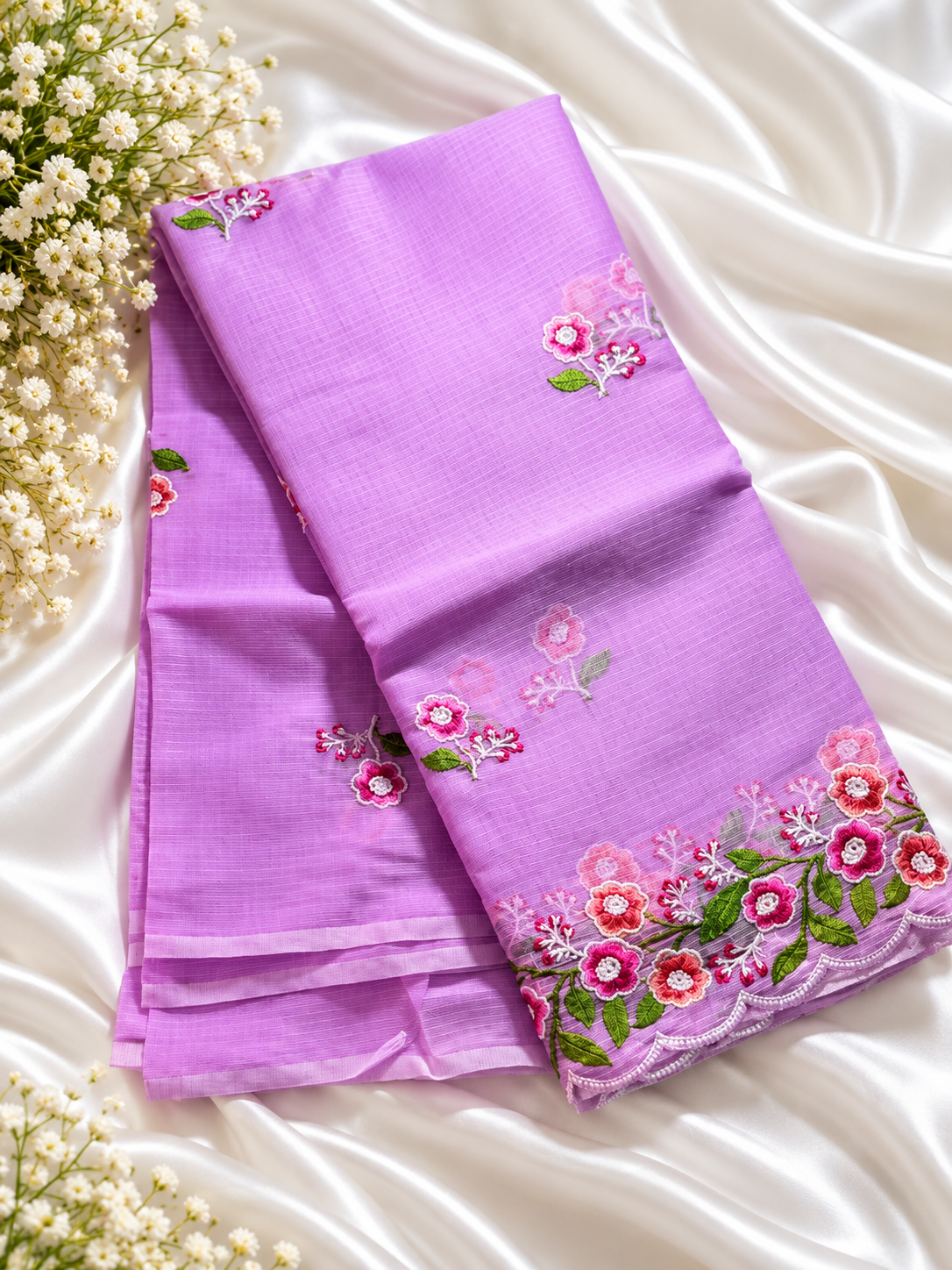 Lavender Mix Kota Cotton Saree
