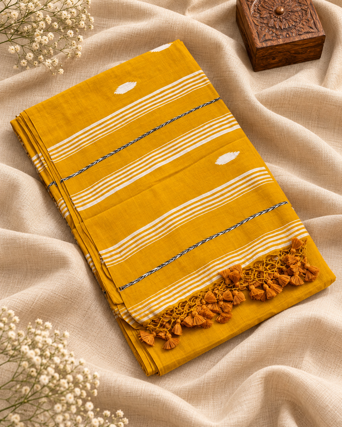 Yellow Malai Cotton Saree