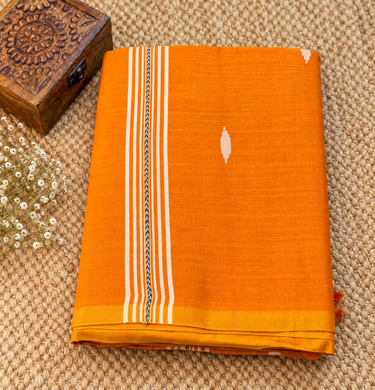 Rust Orange Malai Cotton Saree