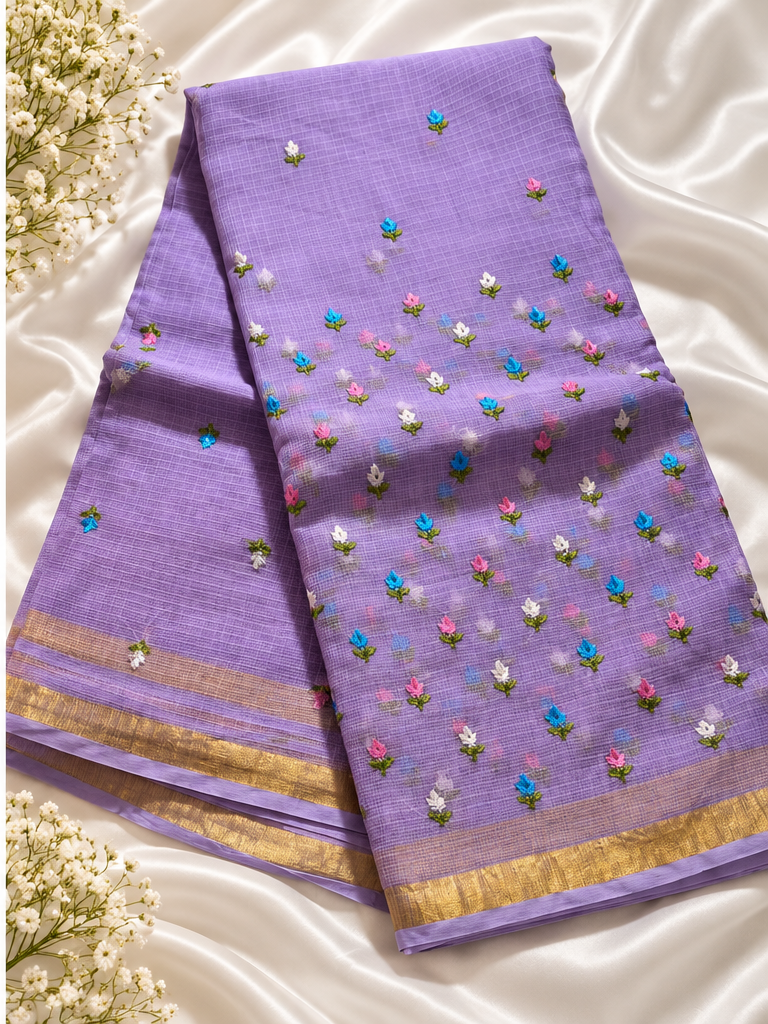 Lavender Pure Kota Cotton Saree