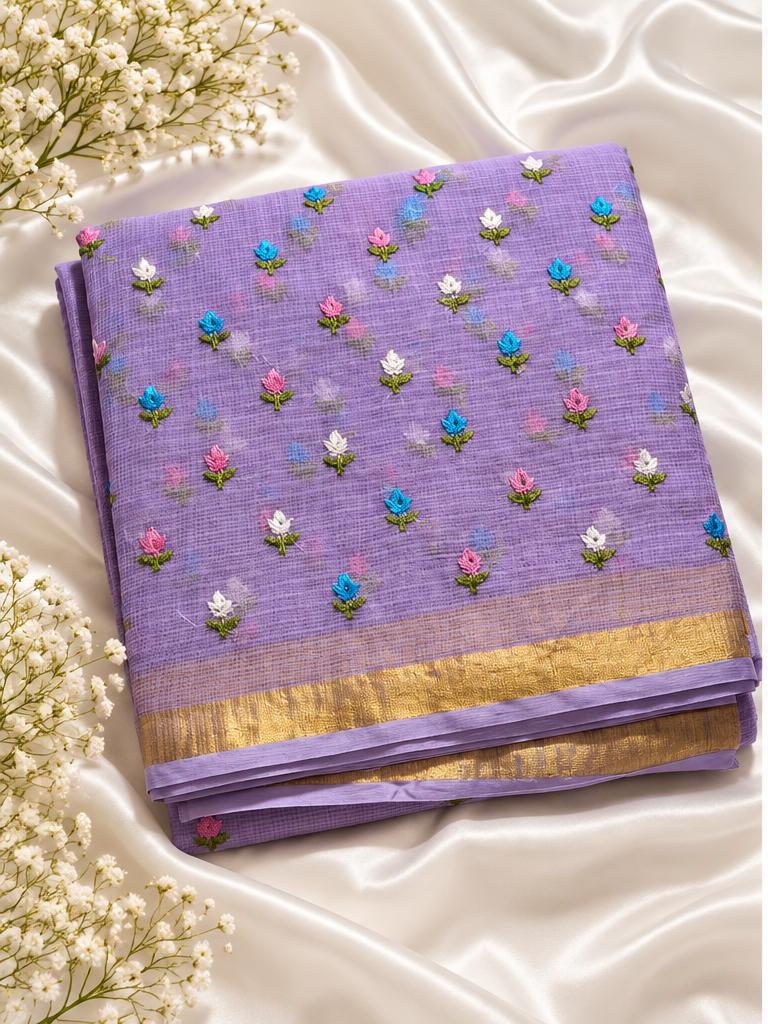 Lavender Pure Kota Cotton Saree